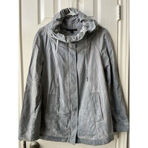 Lafayette 148 Jacket Women Size 8 Full Zip Grey Acid Wash Cotton Stretch Luxury